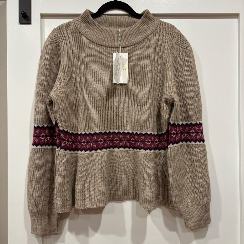 Dear‎ John Denim Felicia Peplum Long Sleeve Sweater Fall Fawn - Size XL